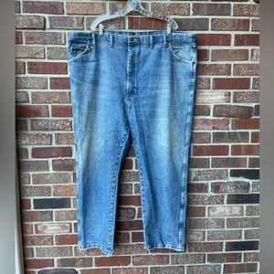 Wrangler Mens 50 X 30 Mid Rise Flat Front Regular Fit Denim Jeans Blue